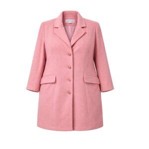 Blush Pink 100% Wool Coat - Plus Size Petite, Flattering Cut
